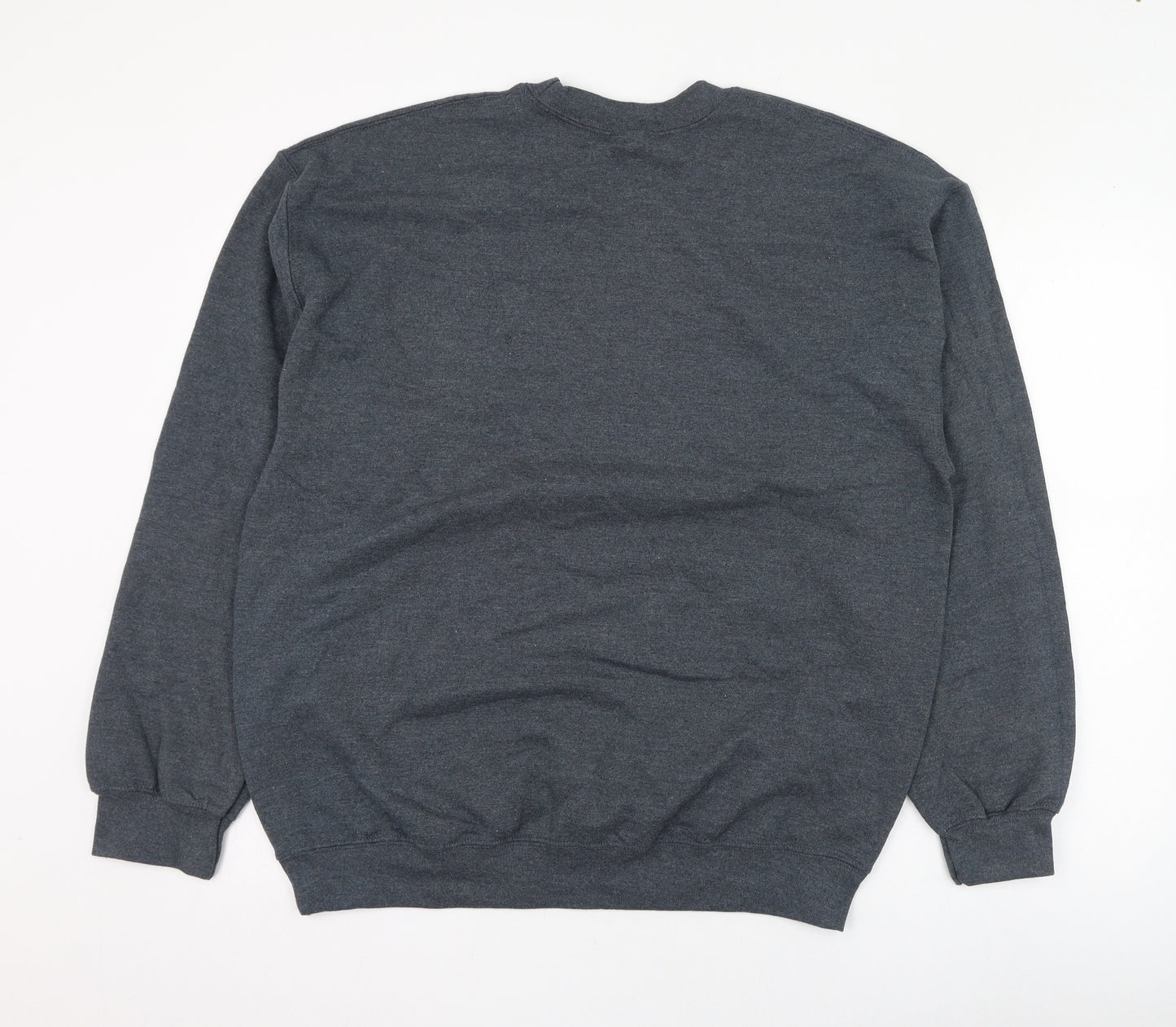 Gildan Mens Grey  Cotton Pullover Sweatshirt Size L