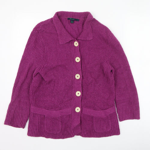 Boden Womens Purple Collared  Cotton Cardigan Jumper Size 14