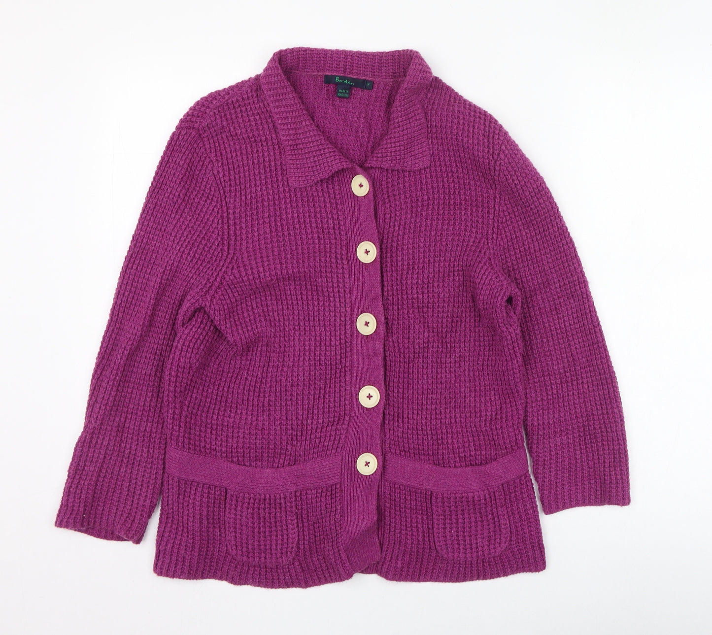 Boden Womens Purple Collared  Cotton Cardigan Jumper Size 14