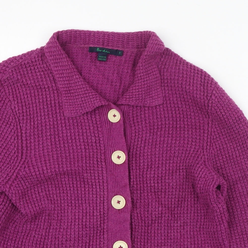 Boden Womens Purple Collared  Cotton Cardigan Jumper Size 14