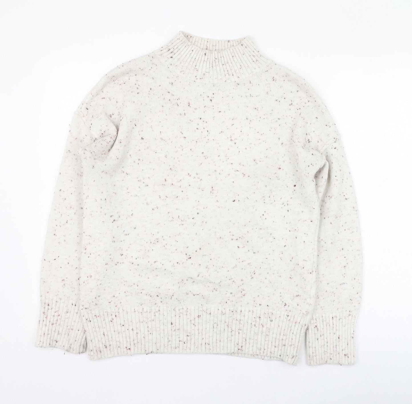Primark Womens Ivory Mock Neck  Acrylic Pullover Jumper Size 10