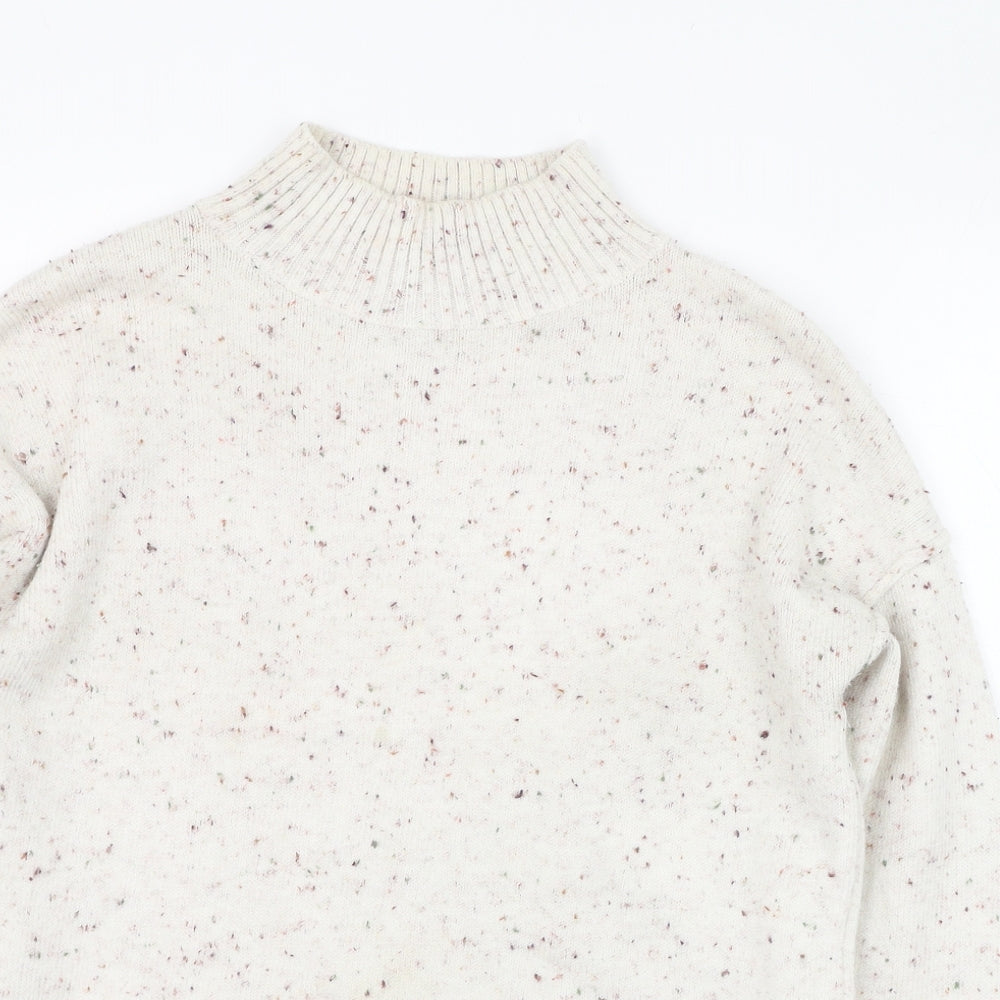Primark Womens Ivory Mock Neck  Acrylic Pullover Jumper Size 10