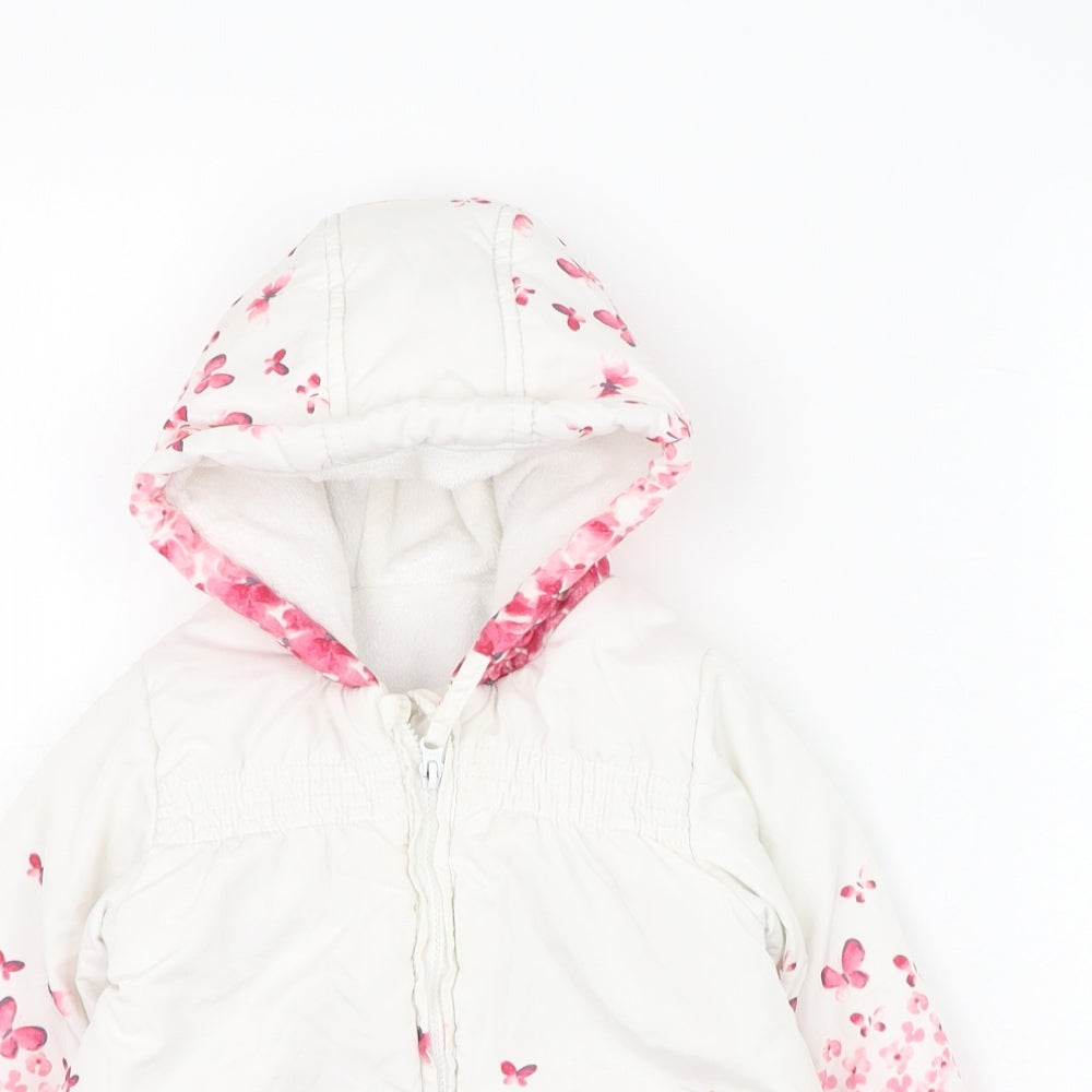 George Girls White   Puffer Jacket Coat Size 9-12 Months   Zip