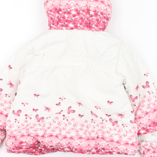George Girls White   Puffer Jacket Coat Size 9-12 Months   Zip