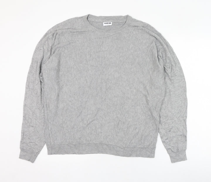 Noisy may Womens Grey Round Neck  Viscose Pullover Jumper Size L