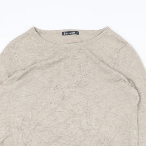 Bonmarché Womens Brown Round Neck  Viscose Pullover Jumper Size S
