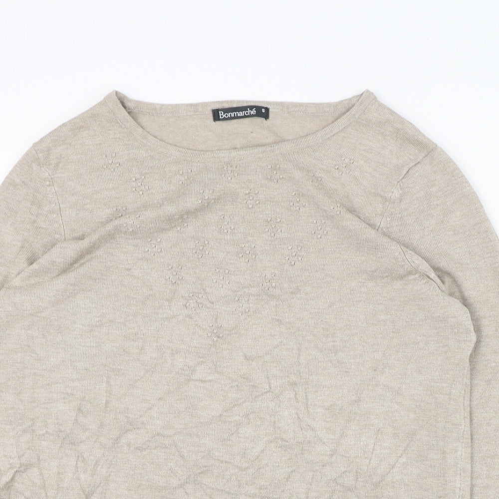 Bonmarché Womens Brown Round Neck  Viscose Pullover Jumper Size S