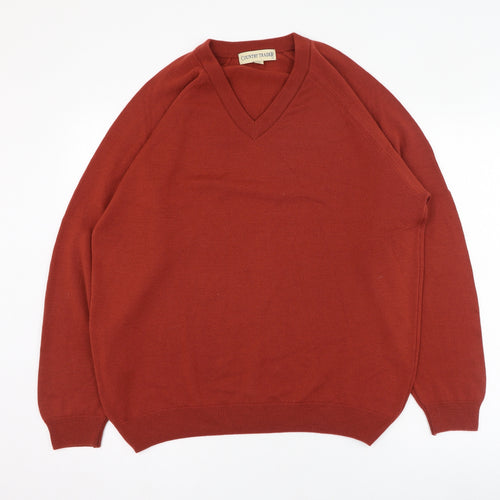Country Trader Mens Red V-Neck  Acrylic Pullover Jumper Size M