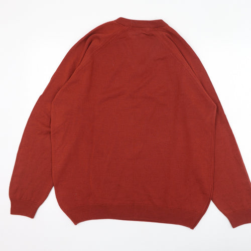 Country Trader Mens Red V-Neck  Acrylic Pullover Jumper Size M