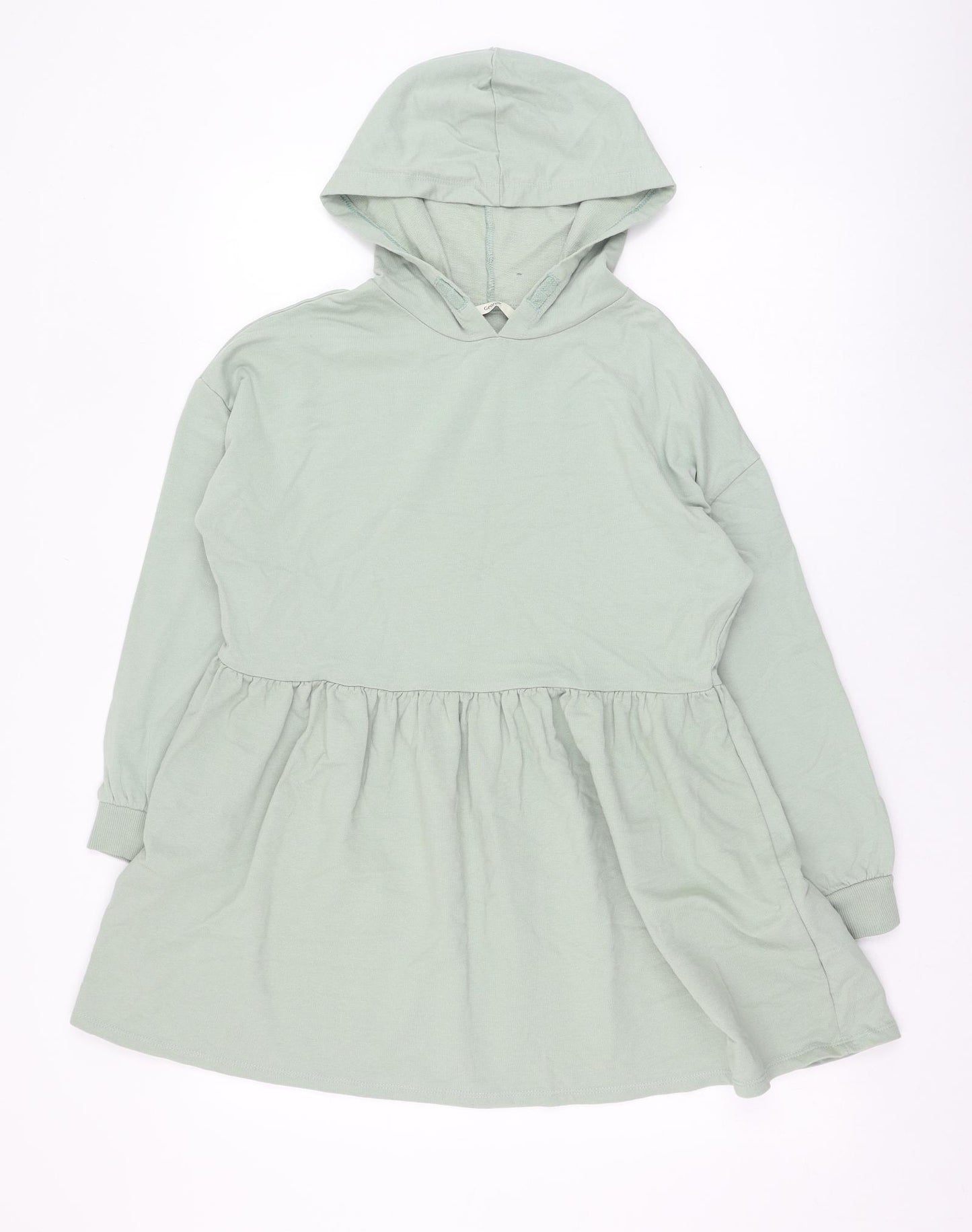 George Girls Green  Cotton Jumper Dress  Size 10-11 Years  Round Neck Pullover