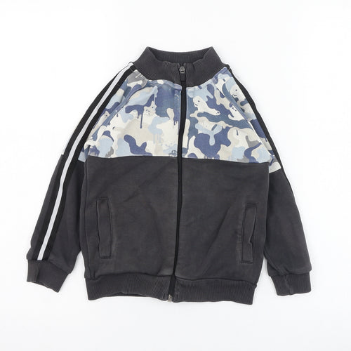 NEXT Boys Grey Camouflage Cotton Full Zip Sweatshirt Size 4 Years  Zip