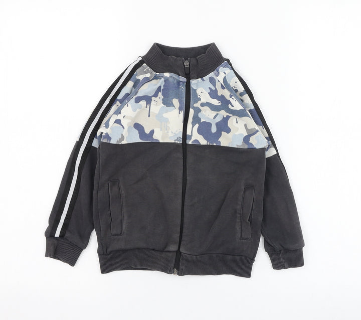 NEXT Boys Grey Camouflage Cotton Full Zip Sweatshirt Size 4 Years  Zip
