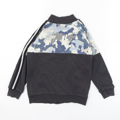 NEXT Boys Grey Camouflage Cotton Full Zip Sweatshirt Size 4 Years  Zip