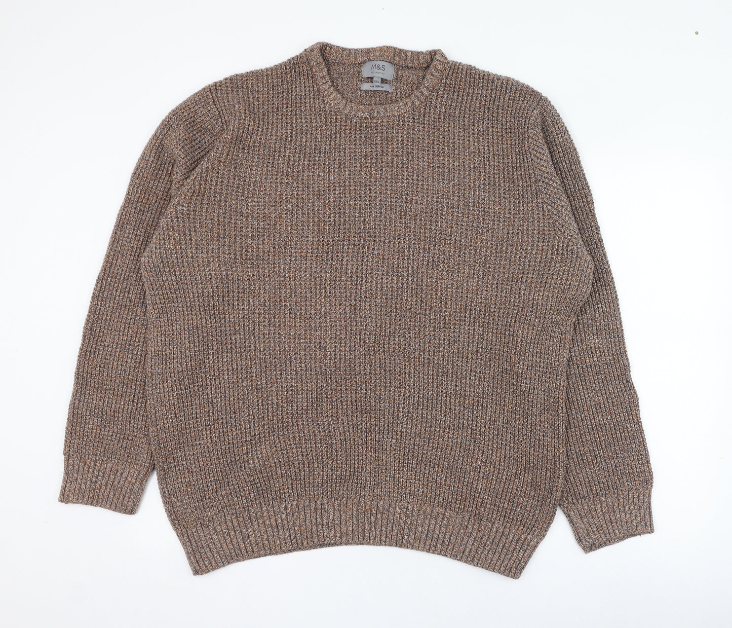 Marks and Spencer Mens Orange Round Neck  Cotton Pullover Jumper Size 2XL