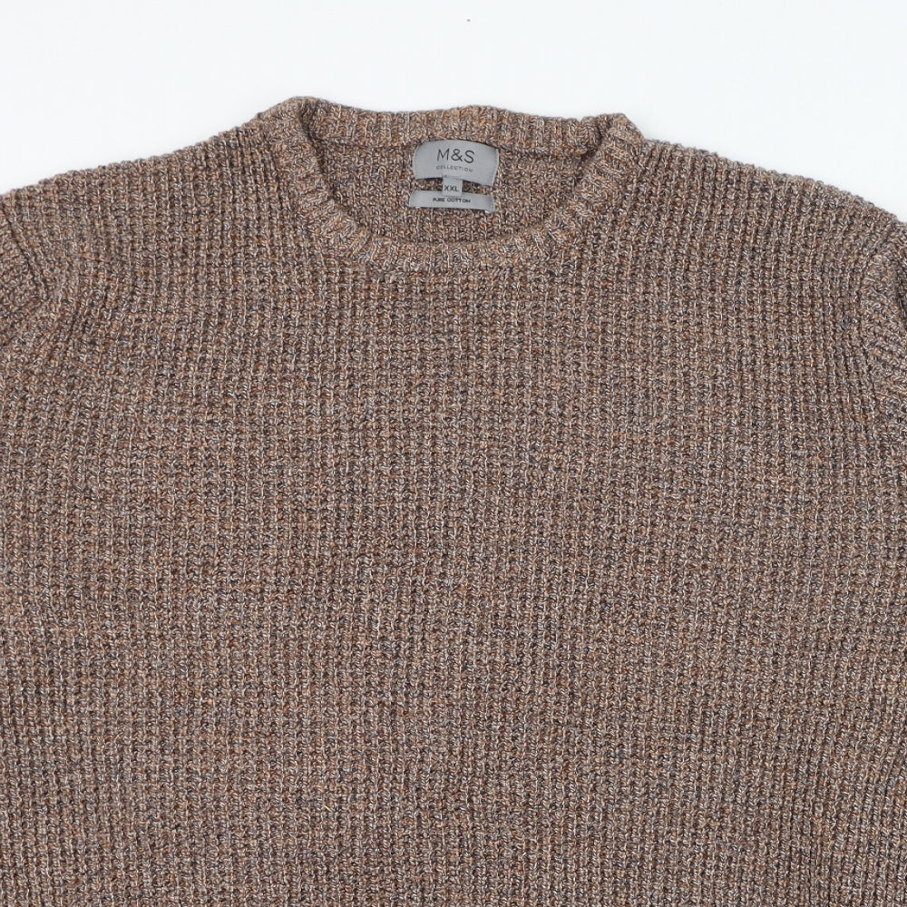 Marks and Spencer Mens Orange Round Neck  Cotton Pullover Jumper Size 2XL