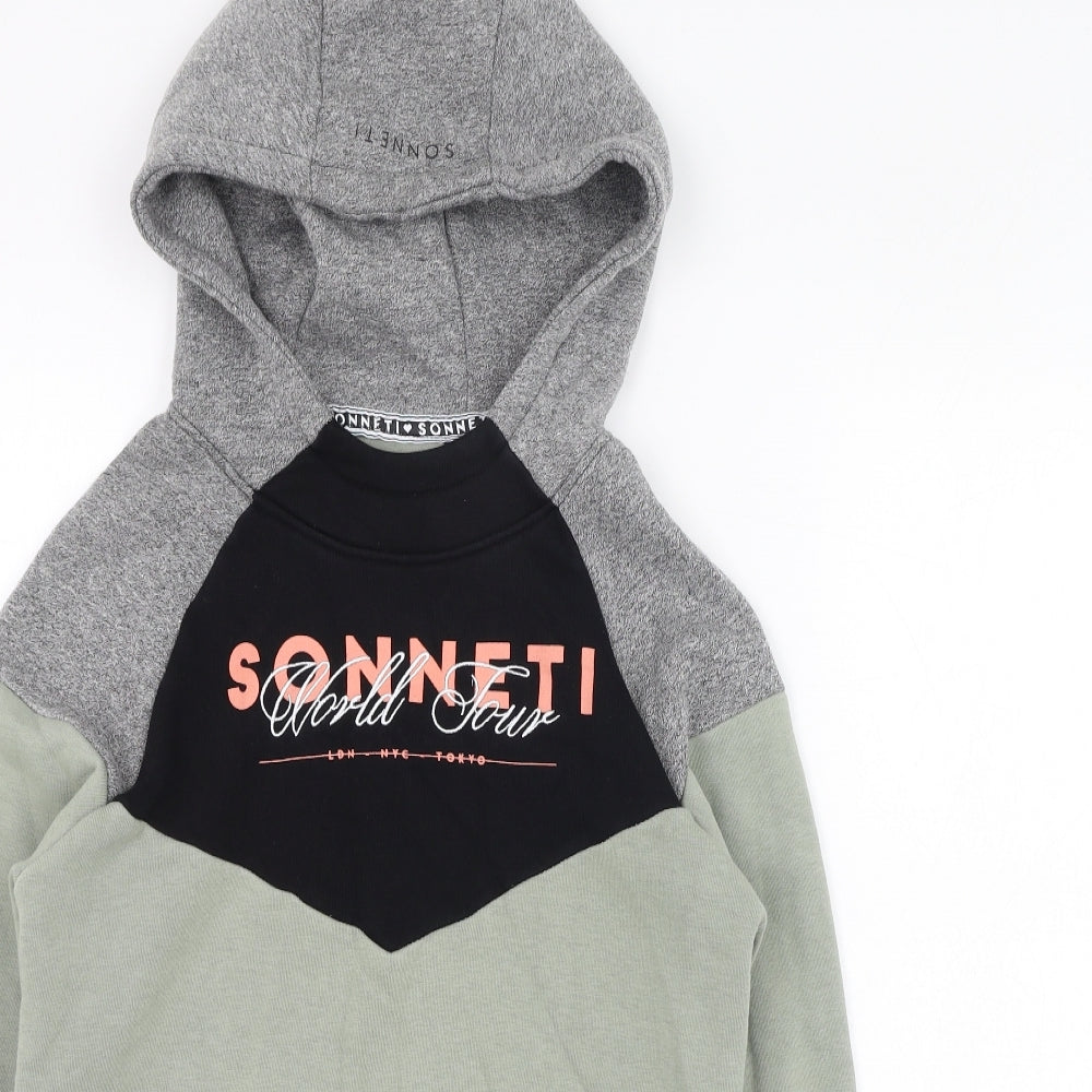 Sonneti Girls Green Colourblock Polyester Pullover Hoodie Size 13-14 Years  Pullover - Sonneti World Tour