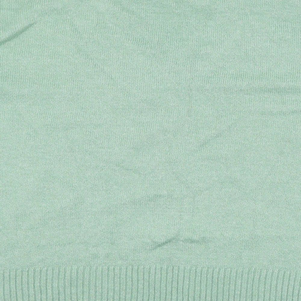 Nutmeg Womens Green V-Neck  Acrylic Pullover Jumper Size 18