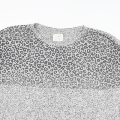 Matalan Womens Grey Round Neck Animal Print Viscose Pullover Jumper Size S   - Loungewear