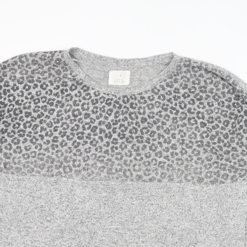 Matalan Womens Grey Round Neck Animal Print Viscose Pullover Jumper Size S   - Loungewear