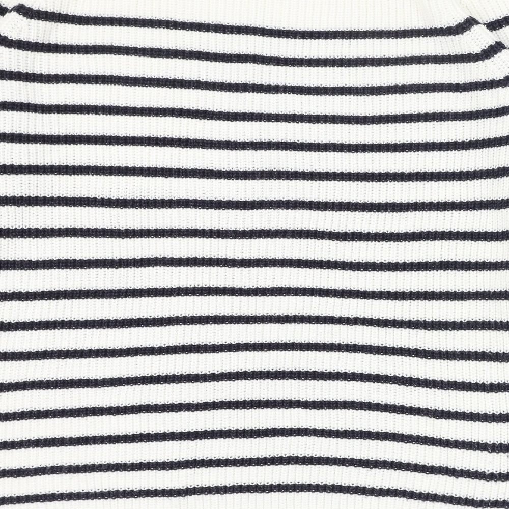 F&F Womens Ivory Round Neck Striped Acrylic Pullover Jumper Size 16