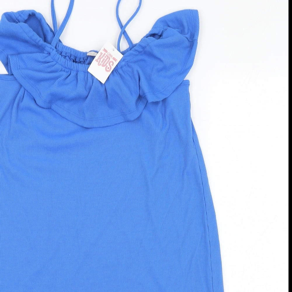 Matalan Girls Blue  Polyester Tank Dress  Size 13 Years  Square Neck Pullover