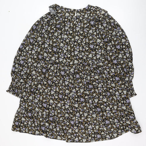 Primark Womens Black Floral Polyester Trapeze & Swing  Size 8  Round Neck Button - Smock