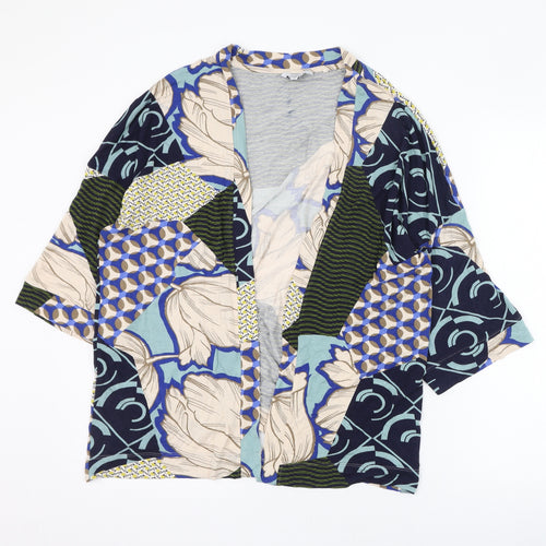 NEXT Womens Multicoloured Round Neck Geometric Viscose Cardigan Jumper Size M