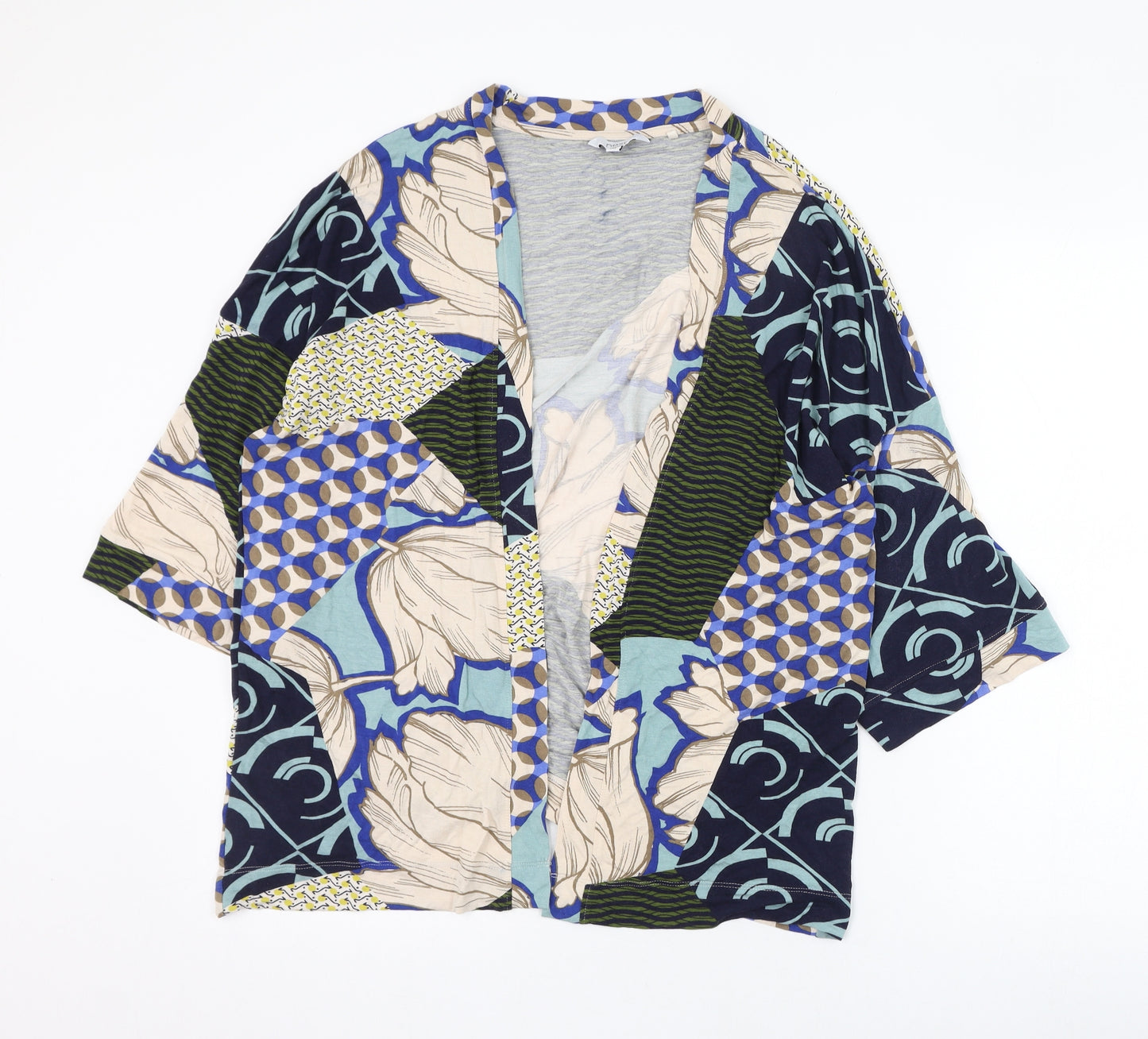 NEXT Womens Multicoloured Round Neck Geometric Viscose Cardigan Jumper Size M