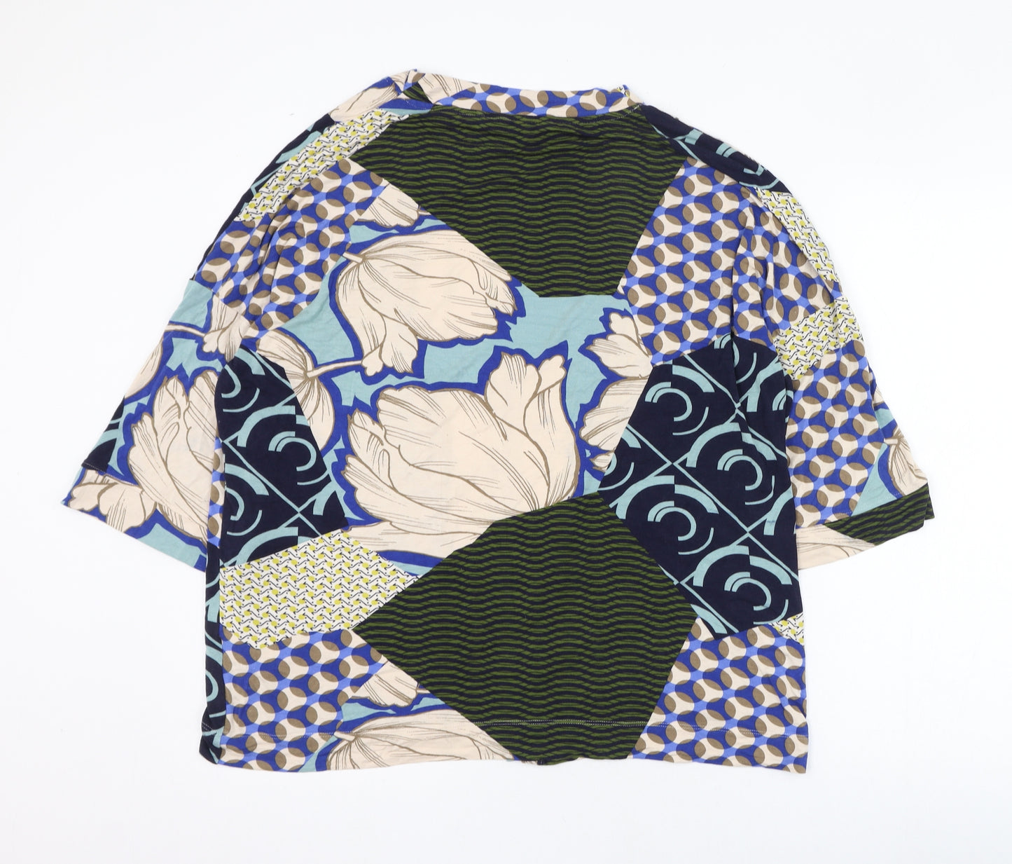 NEXT Womens Multicoloured Round Neck Geometric Viscose Cardigan Jumper Size M
