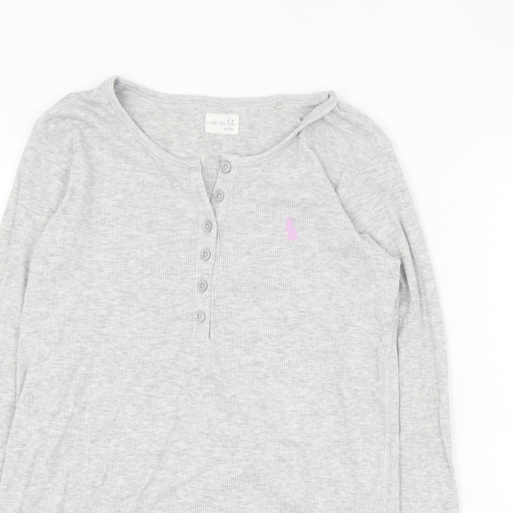 NEXT Girls Grey  Cotton Basic T-Shirt Size 13 Years Round Neck Pullover - Loungewear