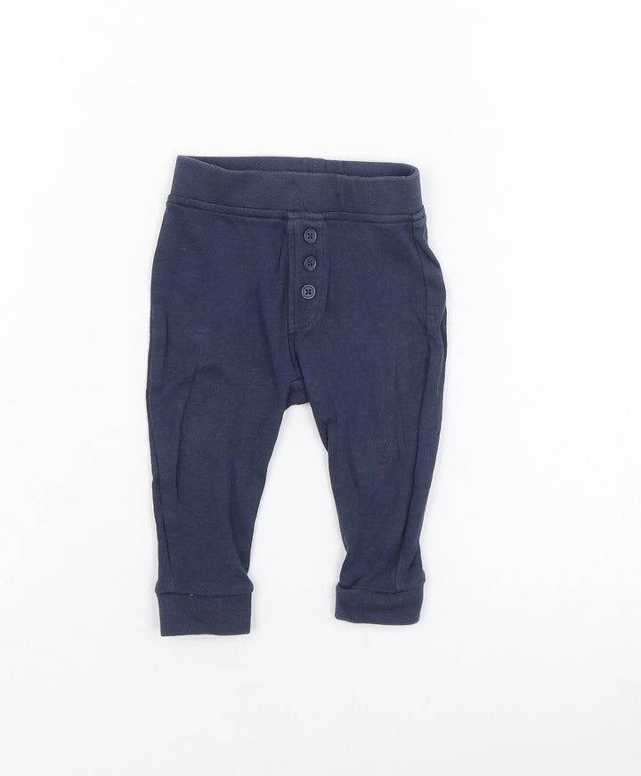 George Boys Blue Cotton Jogger Trousers Size 3-6 Months Pullover