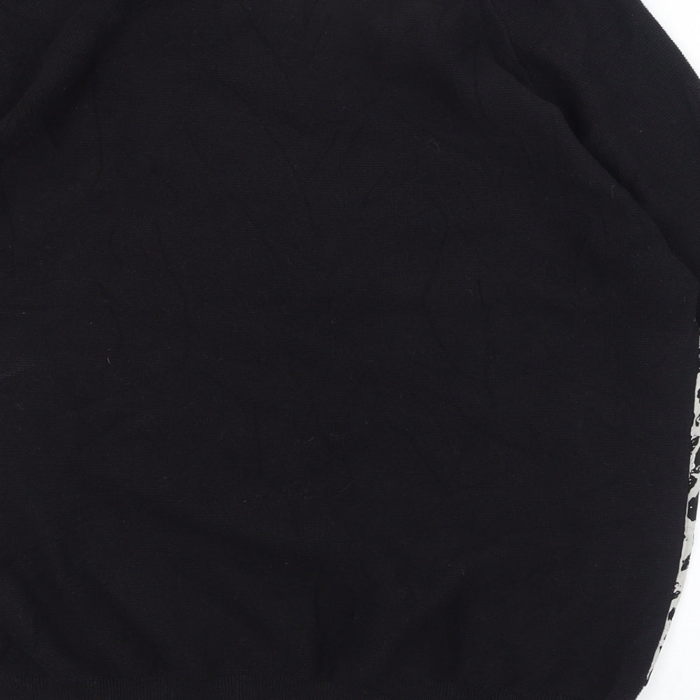 Mint Velvet Womens Black Animal Print Silk Basic Blouse Size 18 Off the Shoulder