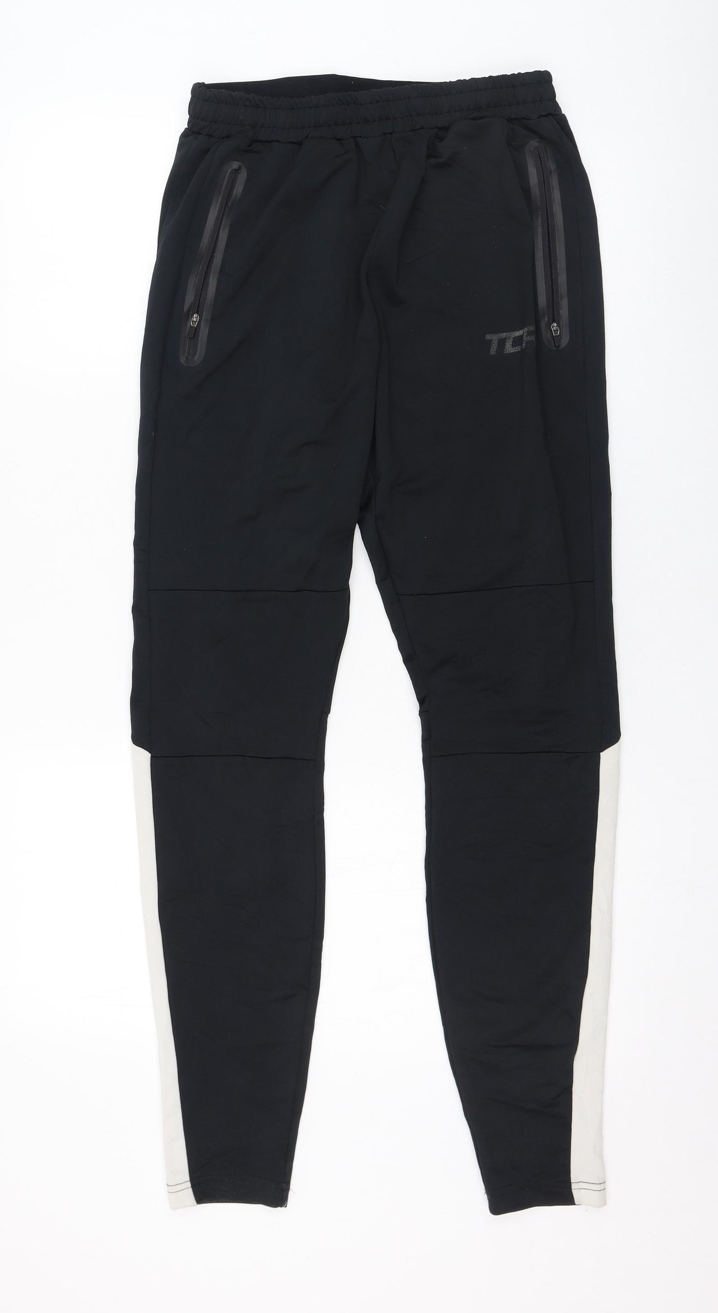 TCR Mens Black  Polyester Jogger Trousers Size S L30 in Regular
