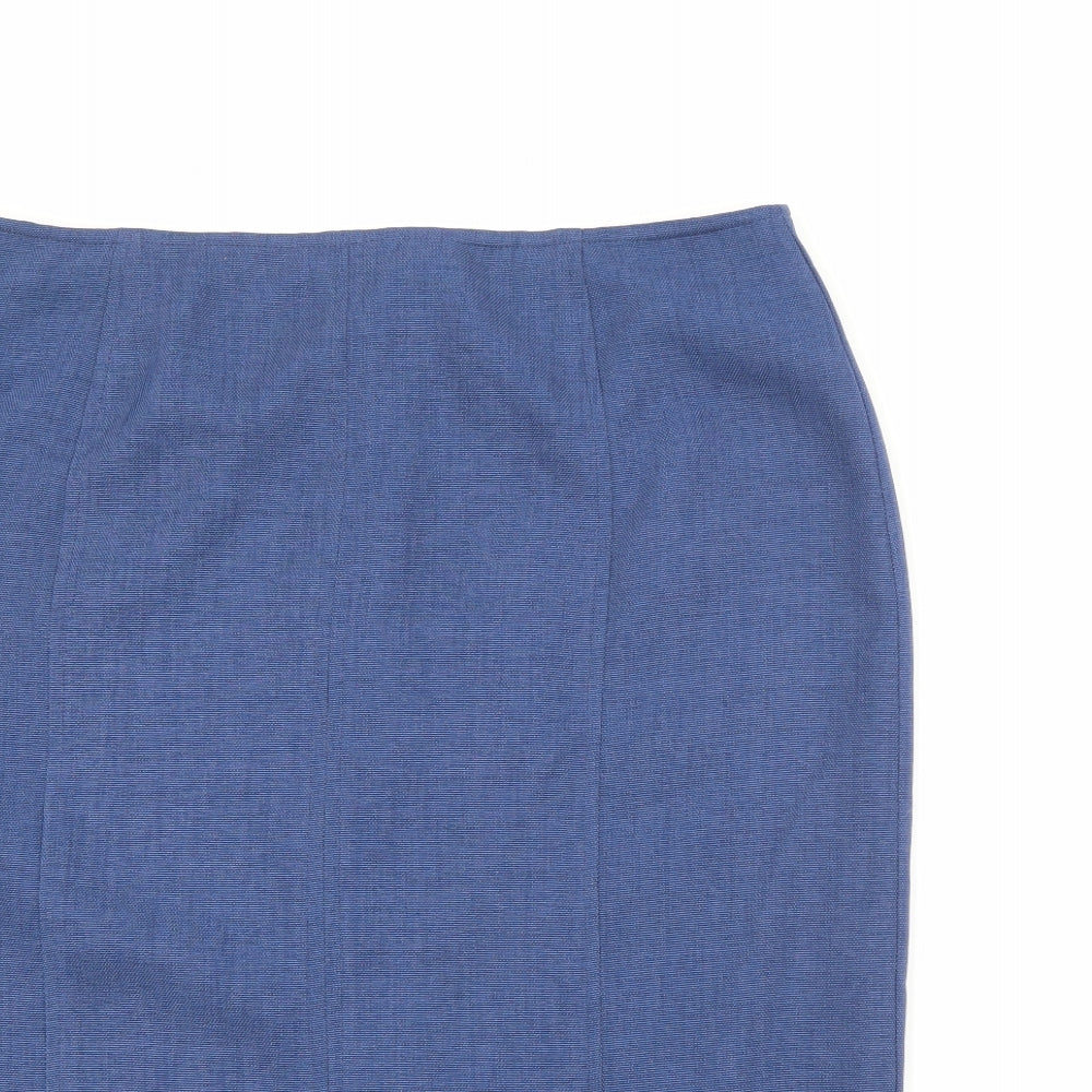 Richard Roberts Womens Blue  Polyester Straight & Pencil Skirt Size 14   Zip