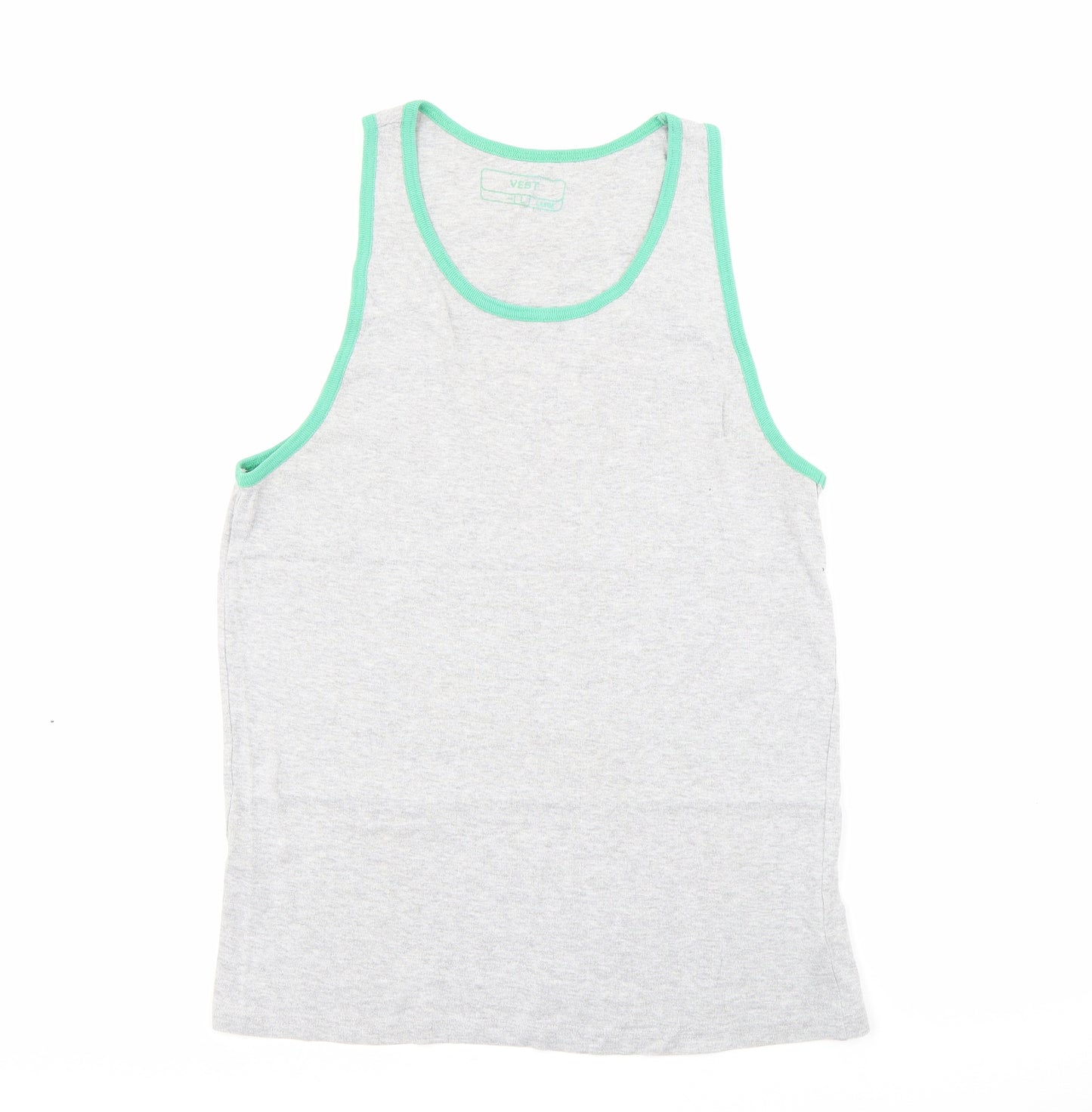 Primark Mens Grey  Cotton Camisole Tank Size L Scoop Neck