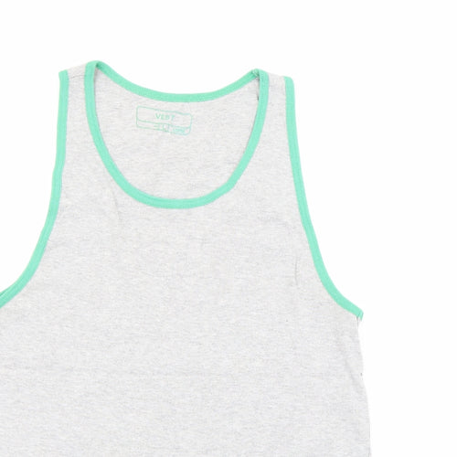 Primark Mens Grey  Cotton Camisole Tank Size L Scoop Neck