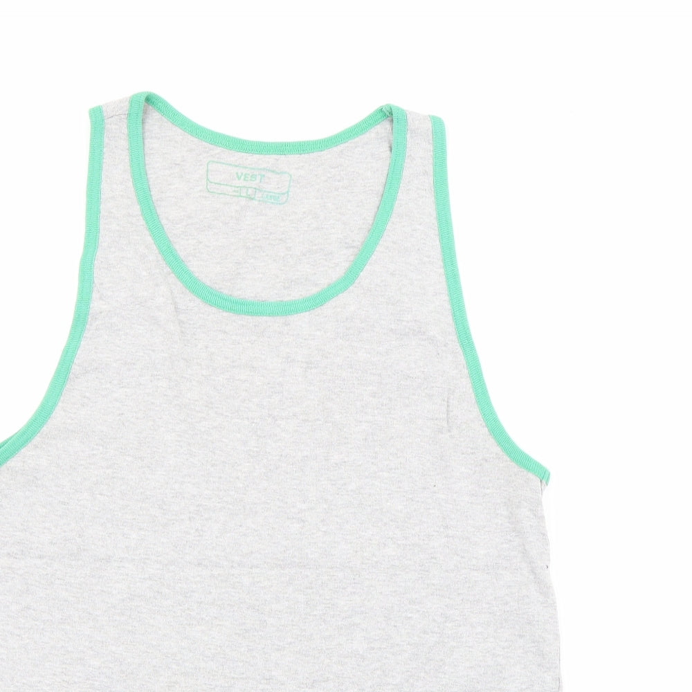 Primark Mens Grey  Cotton Camisole Tank Size L Scoop Neck