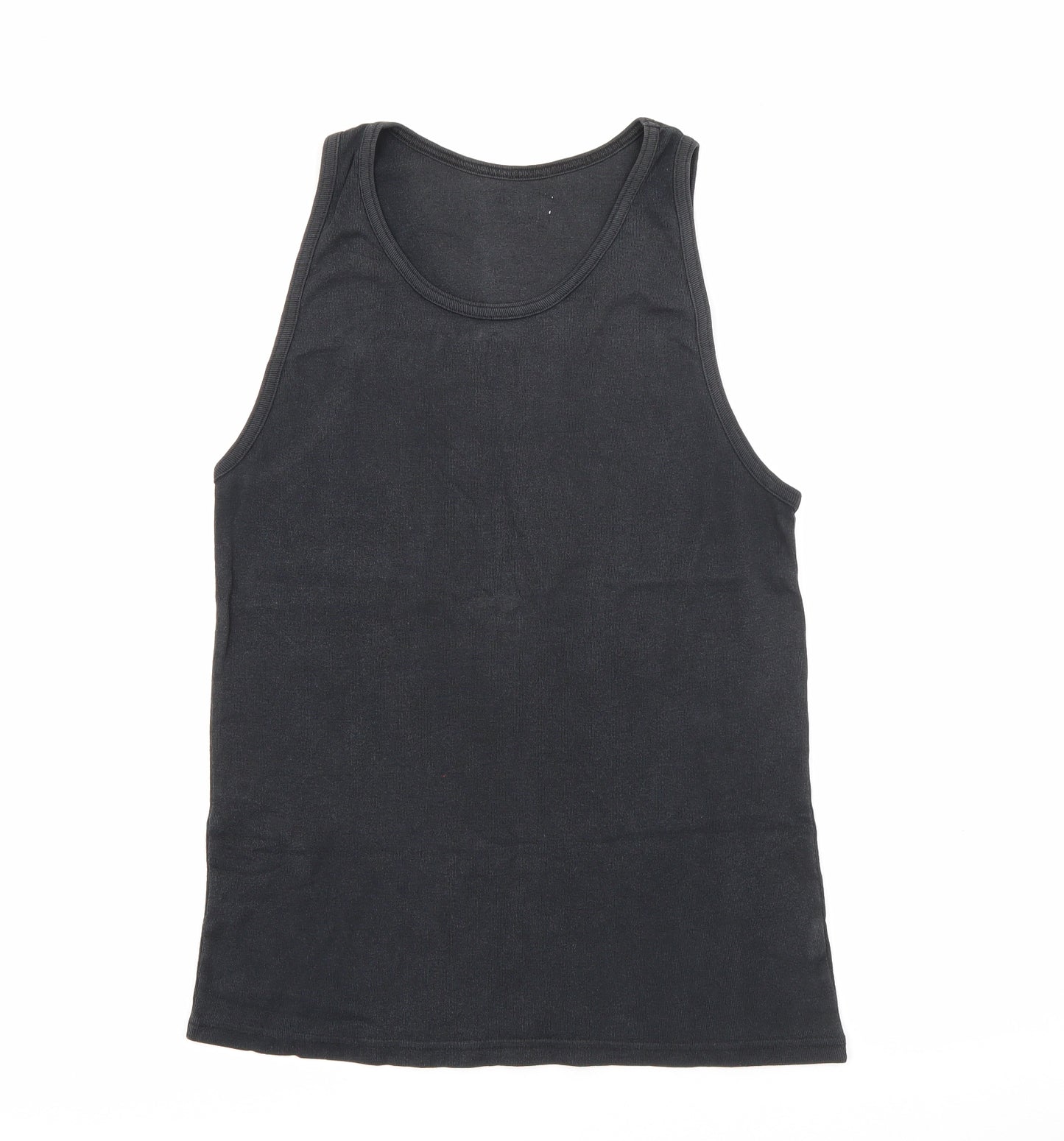 Primark Mens Black  Cotton Camisole Tank Size L Scoop Neck