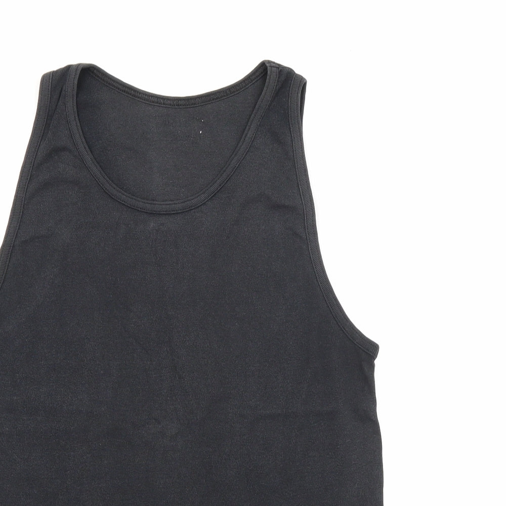 Primark Mens Black  Cotton Camisole Tank Size L Scoop Neck