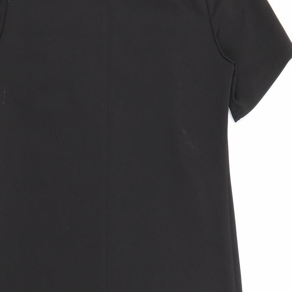 Primark Womens Black  Polyester T-Shirt Dress  Size 10  High Neck Button