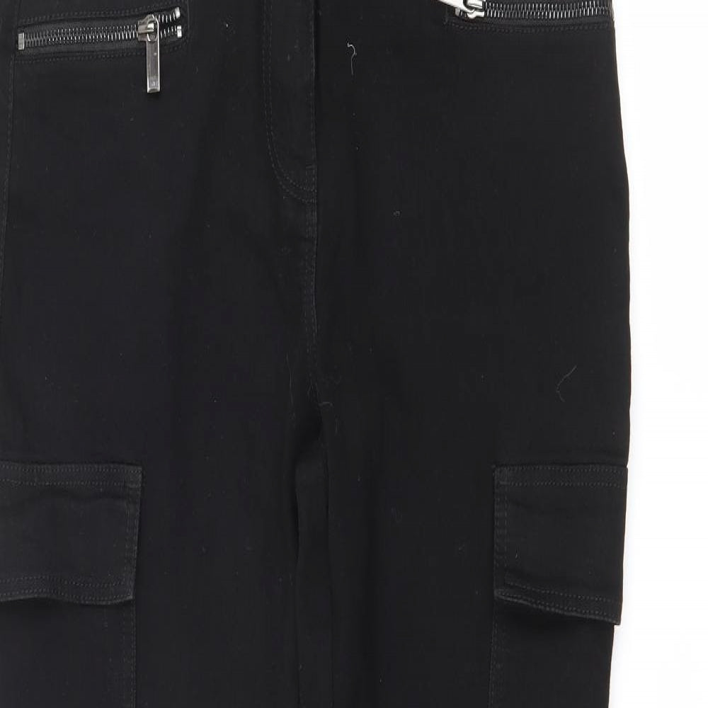 NEXT Womens Black  Cotton Skinny Jeans Size 12 L31 in Regular Button - Cargo