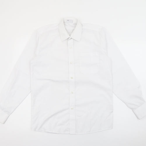 Banner Boys White  Polyester Basic Button-Up Size 13-14 Years Collared Button