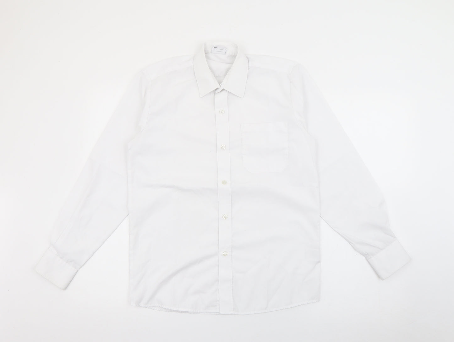 Banner Boys White  Polyester Basic Button-Up Size 13-14 Years Collared Button