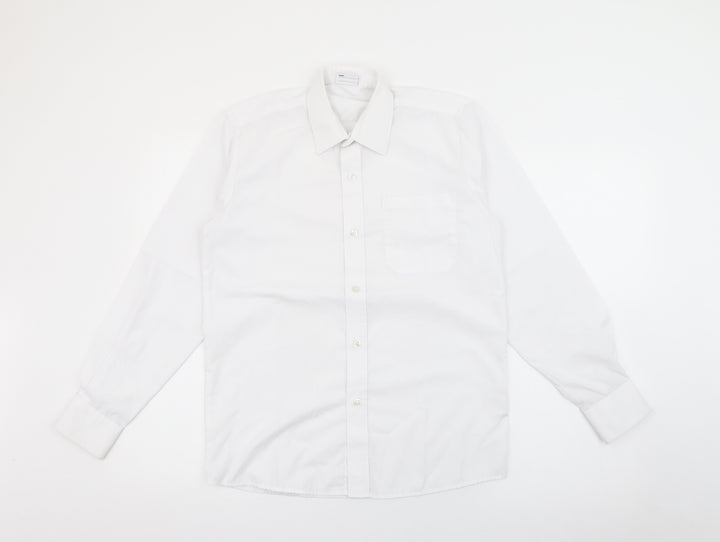 Banner Boys White  Polyester Basic Button-Up Size 13-14 Years Collared Button