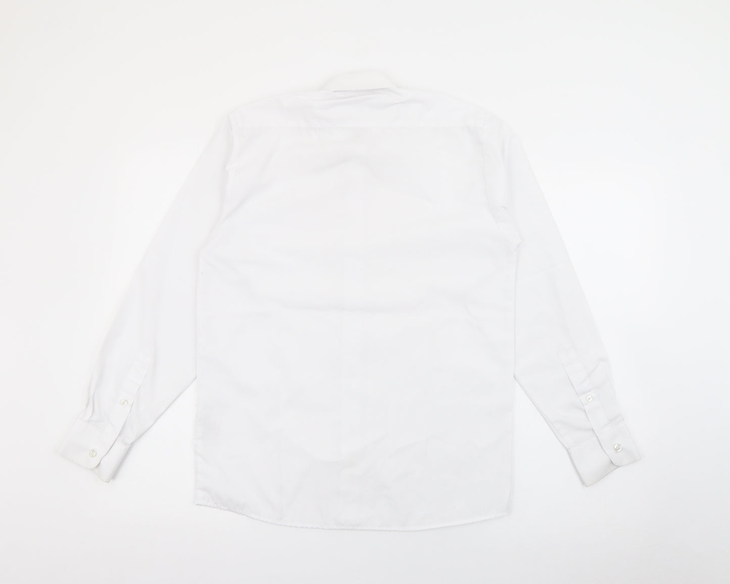 Banner Boys White  Polyester Basic Button-Up Size 13-14 Years Collared Button