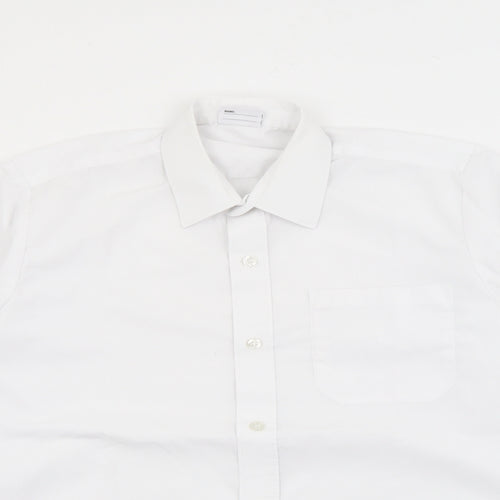 Banner Boys White  Polyester Basic Button-Up Size 13-14 Years Collared Button
