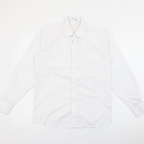 Banner Boys White  Polyester Basic Button-Up Size 13-14 Years Collared Button