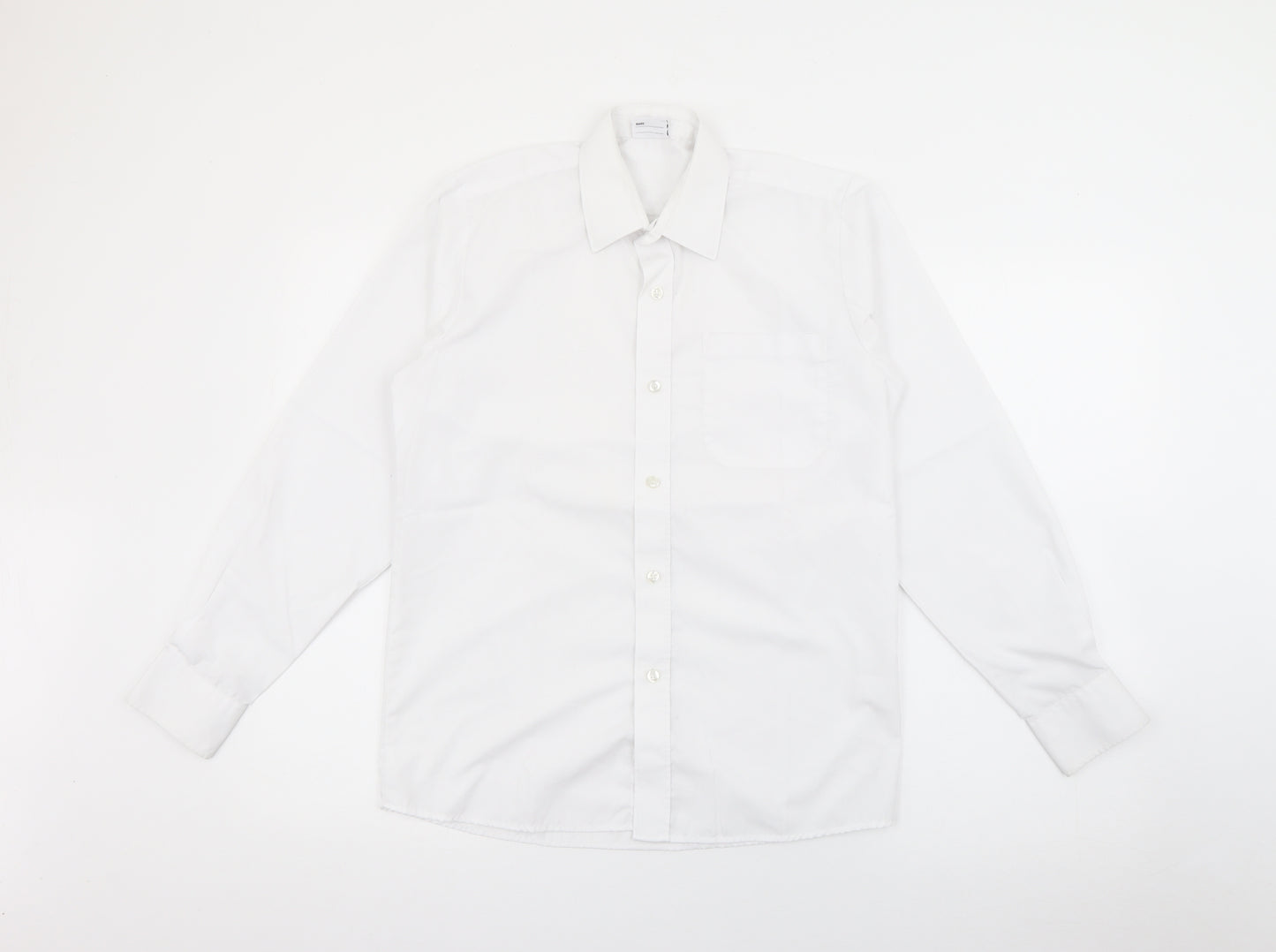Banner Boys White  Polyester Basic Button-Up Size 13-14 Years Collared Button