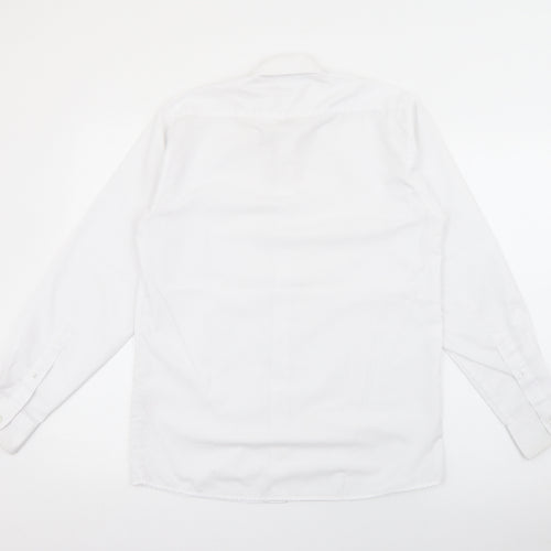 Banner Boys White  Polyester Basic Button-Up Size 13-14 Years Collared Button