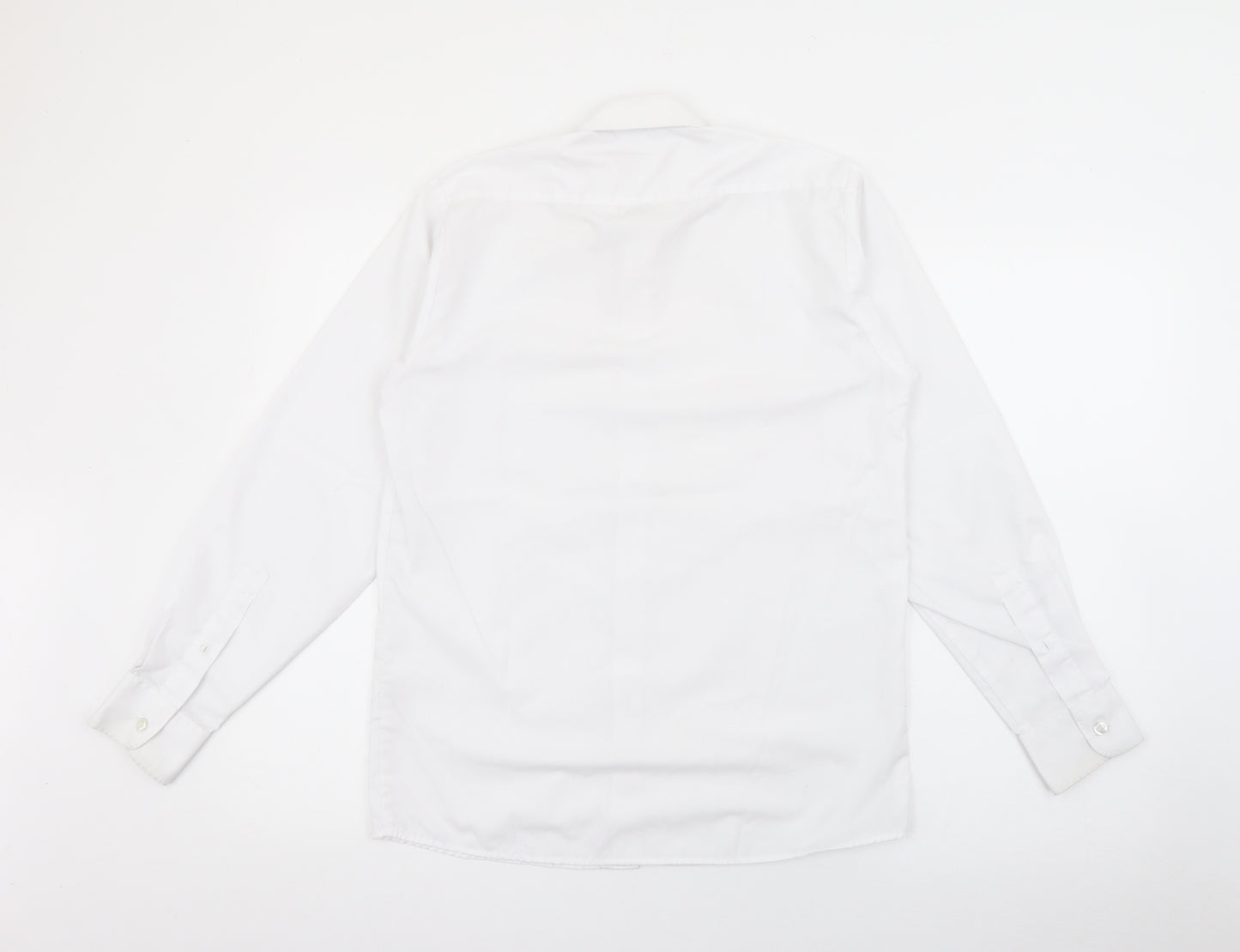Banner Boys White  Polyester Basic Button-Up Size 13-14 Years Collared Button